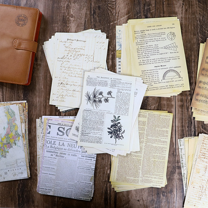 Ink Blotter Paper - 30 Pcs Old Map Flower Letters