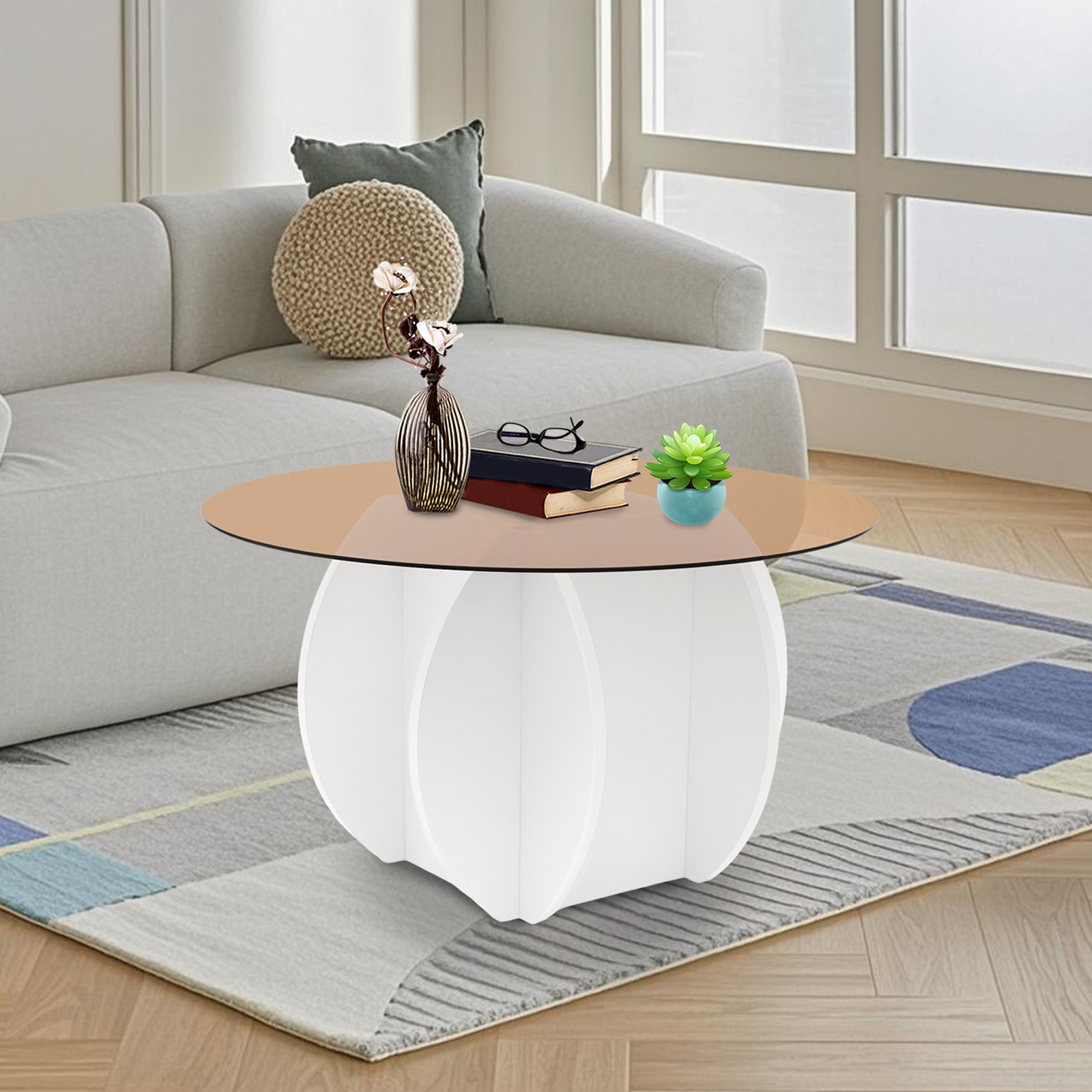 Modern Round Coffee Table 27.6 – обзор и цена Book Weight Glass
